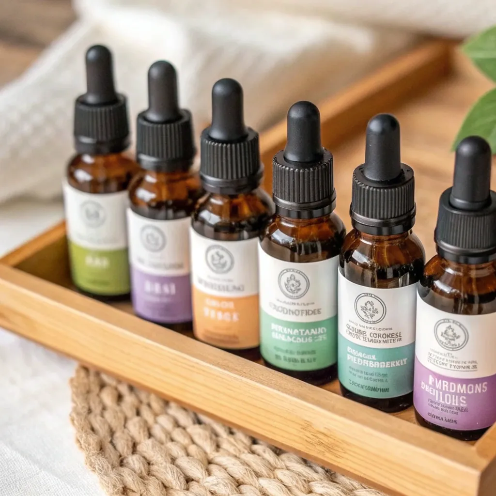 Assorted essential oils for massage